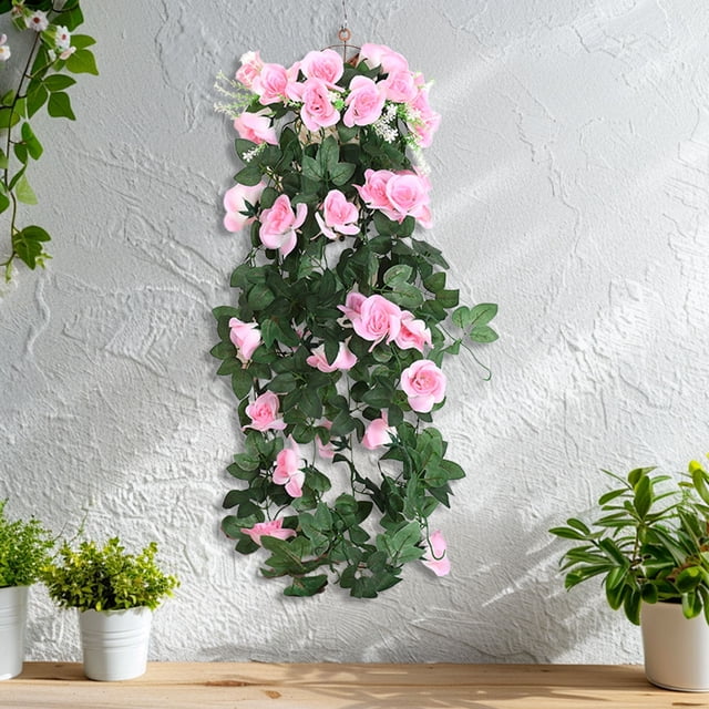 Apmemiss Clearance Artificial Hanging Flowers, UV Resistant Fake Plastic Faux Hanging Plants Morning Glory Vines for Indoor Outdoor Home Room Garden Porch Eave Wedding Wall Decor