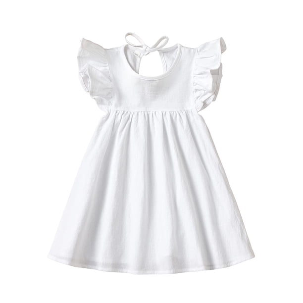 Vestido Goodplayer con volantes, algodón y lino, blanco, 5 años