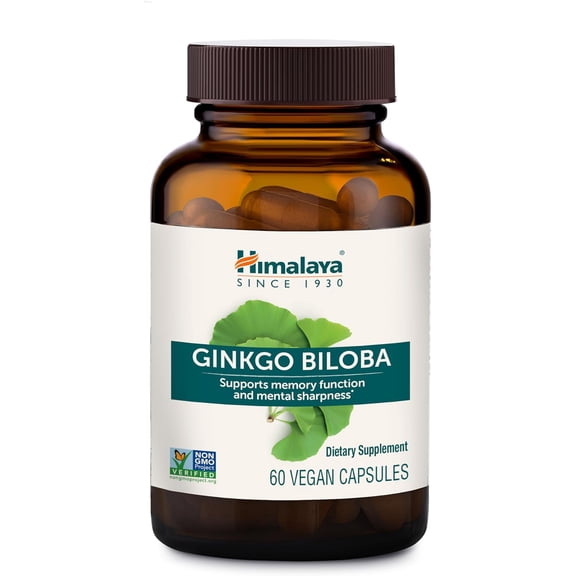 Himalaya Ginkgo Biloba, 60 Day Supply - Herbal Brain Supplements for Memory and Focus Support - Vegan, Gluten Free, 120 mg, 60 Capsules