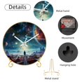 Galactic space Round Wall Clocks with Hooks and Gold Stand, Silent Non
