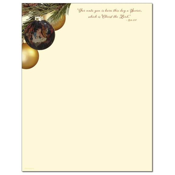 O' Holy Family Christmas Letterhead Laser & InkJet Printer Paper - 8.5in.x11in. - 25 Sheets (olhx21125) - Religious Stationery, Religious Writing Paper