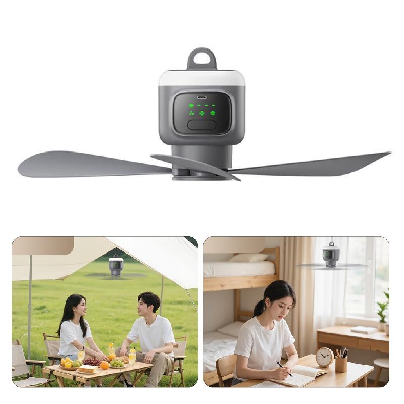 Rechargeable Ceiling Fan With Remote Control 3 Speed and Adjustable Light