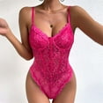 thumbnail image 4 of Penkiiy Women's Sexy Floral Lace Bodysuit Sheer Mesh Shapewear Skinny Top Camisole Corset Bodysuit Hot Pink Shapewear Tummy Control, 4 of 6