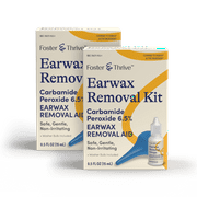Foster & Thrive Earwax Removal Kit, Softens & Loosens Excess Earwax, Safe, Gentle and Non-Irritating, Carbamide Peroxide 6.5%, Includes Drops and Ear Syringe Bulb, 0.5 Oz Pack of 2