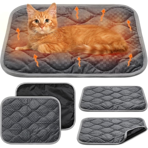 4 Pack Self Warming Cat Bed 16 x 20 Inch Self Heating Cat Mat Warm Thermal Pet Pad Washable Dog Crate Pad Reflects Body Heat Dog Cat Bed Mat Blanket Non Slip Bottom for Outdoor and Indoor Pets