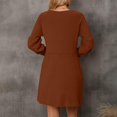 thumbnail image 3 of Womens Fall and Winter Fashion Dresses Sexy Slim Package Round Neck Long Sleeve Winter Knit Sweater Dress 2024, 3 of 4