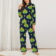 thumbnail image 2 of Pajama Sets for Women 2 Pcs, Frog prince crowns navyblue Button Down Long Sleeve Sleepwear Lounge PJ Sets, 2 of 6