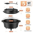 thumbnail image 3 of Coliware 5 QT Cast Iron Dutch Oven, 2 In 1 Pre-Seasoned Camping Pot with Reversible Lid and Lid Lifter Handle, Multifunctional Cookware Pot for Camping Cooking BBQ Baking, 3 of 7