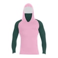 thumbnail image 2 of Men's UPF 50+ Hooded Sun Shirt, Lightweight Long Sleeve Fishing Shirt with Hood, Quick-Dry Rash Guard Sun Protective Shirt for Hiking, Beach, and Outdoor Activities Pink L, 2 of 6