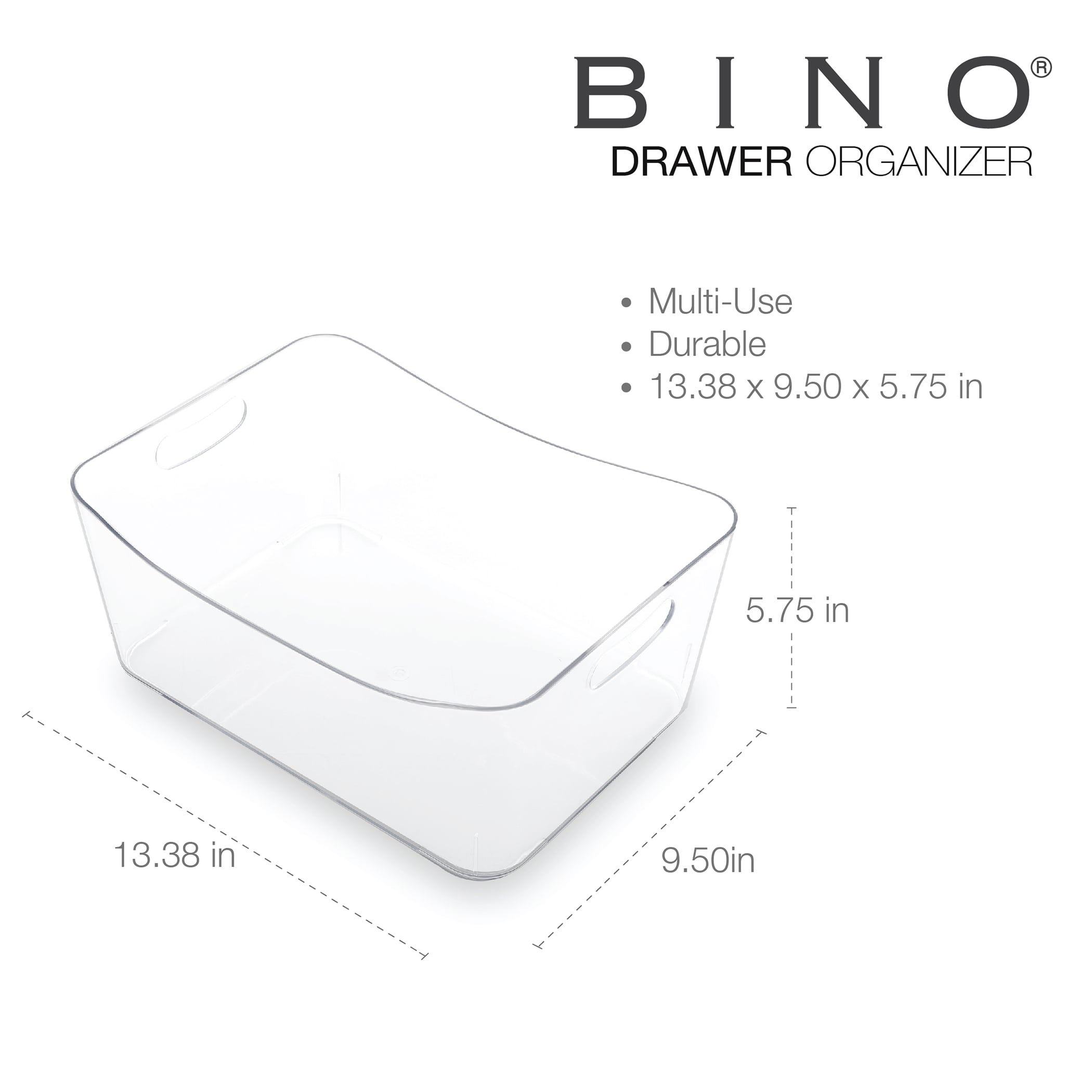 Finders Bino Plastic Organizer Storage Bins With Handles 2 Pack