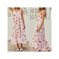 thumbnail image 3 of Suagox Women's Long Beach Dress Sleeveless Rectangle Neck Lobster Print Tiered Dress Midi Slip Dress, 3 of 10