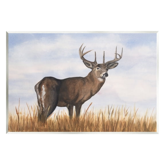 Stupell Industries Deer in Cloudy Landscape Animals & Insects Painting Unframed Art Print Wall Art, 15 x 10