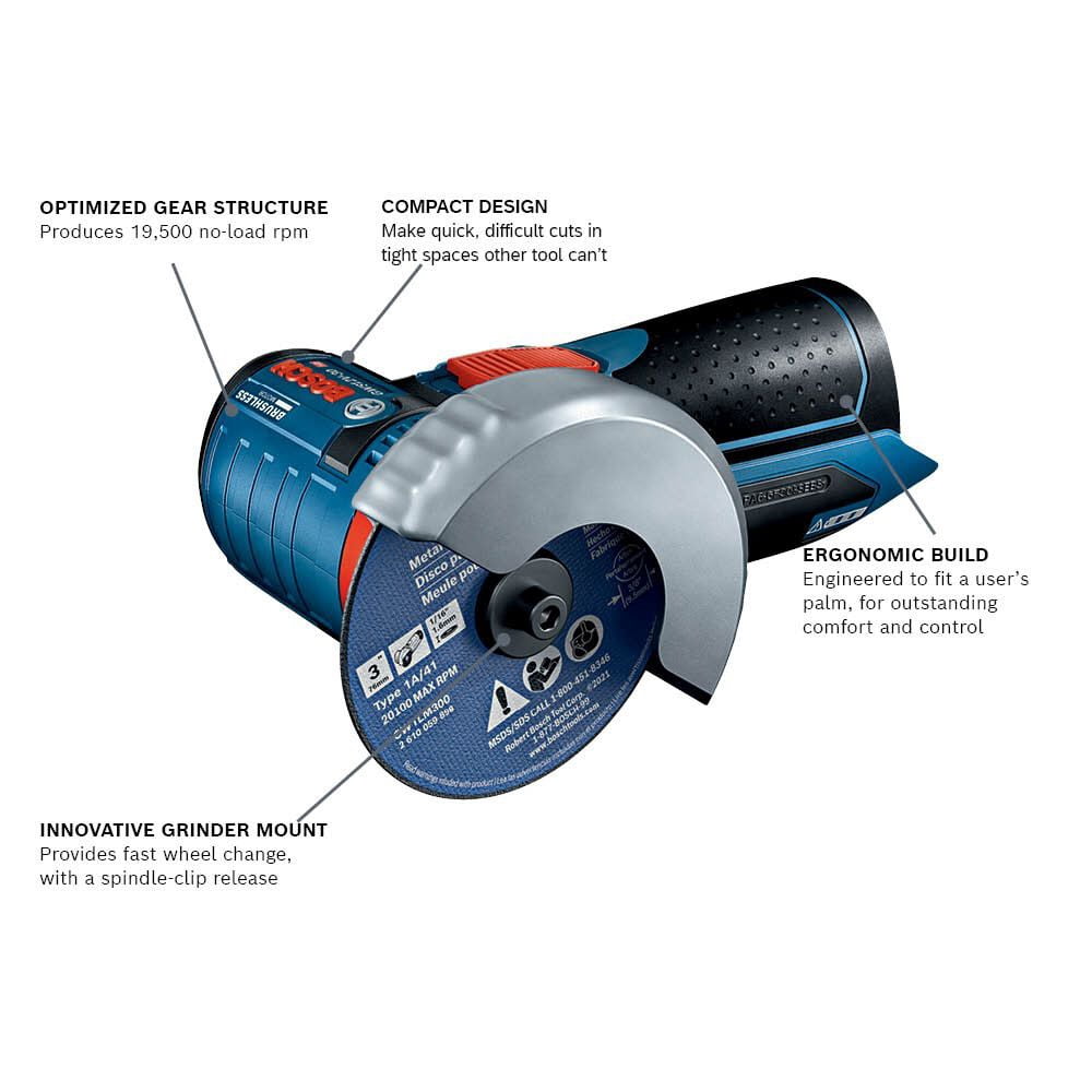 Bosch 12V Max 3In Angle Grinder Brushless (Bare Tool)