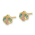 thumbnail image 2 of 14K Yellow Gold Madi K Blue & Pink Cubic Zirconia Seashell Post Earrings, 2 of 7