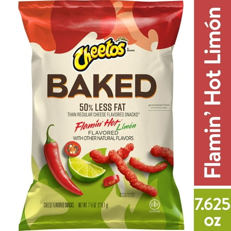 Cheetos Baked Cheese Flavored Snack Chips, Flamin' Hot Limon, 7.625 oz