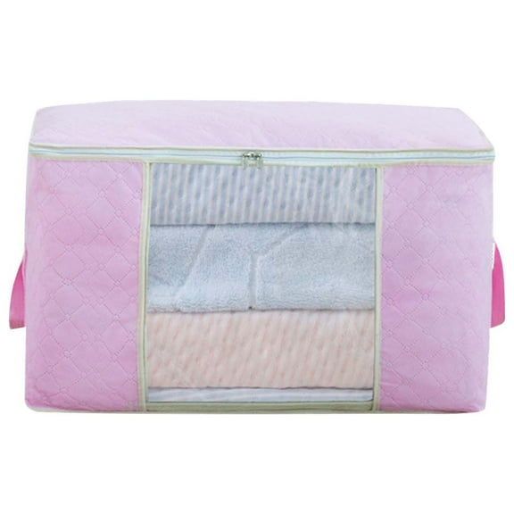 PRETXORVE Large Capacity Clothes Storage Bag Organizer with Thick Fabric for Comforters Blankets Bedding Foldable with Sturdy Zipper Clear Window