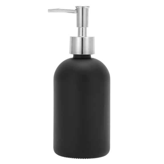 Unique Bargains 1 Pc Reusable Cylinder Frosted Soap Dispenser 13.53oz Black Silver Tone