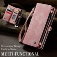 thumbnail image 3 of for Samsung Galaxy S25 Premium PU Leather Folding Case, Multiple Card Slots Design, Wrist Strap Zipper Pocket Kickstand Magnetic Snap, Wireless Charging for Samsung Galaxy S25, Pink, 3 of 10