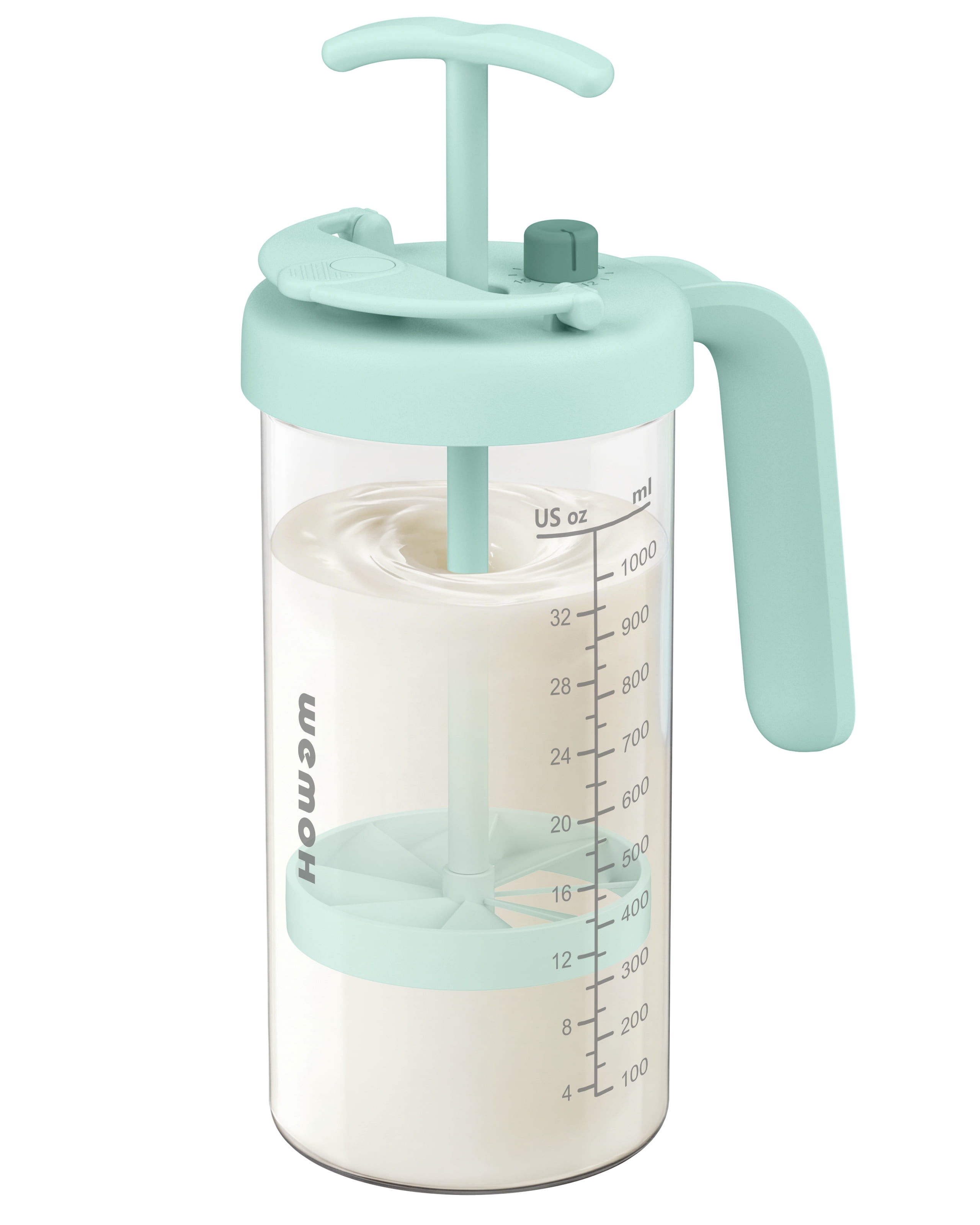 Borosilicate Glass Formula Mixing Pitcher with Time Dial, 32oz True Capacity BPA-Free Baby Bottle Mixer, Dishwasher-Safe Breastmilk Pitcher for Pitcher Method, Overnight Feeding & Twins