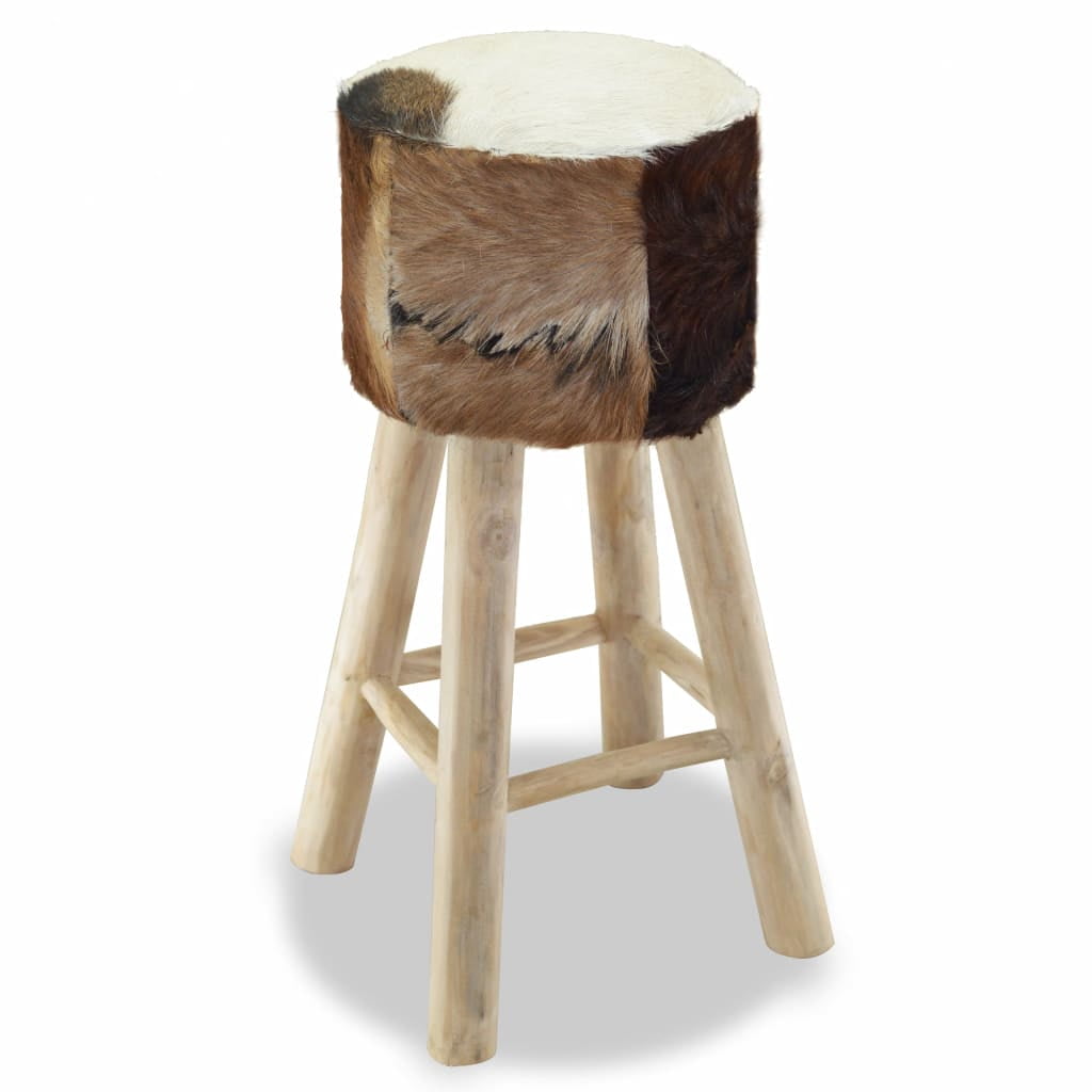 Kepooman 13.7" Modern Rustic Round Armless Bar Stool for Pub Home, Beige