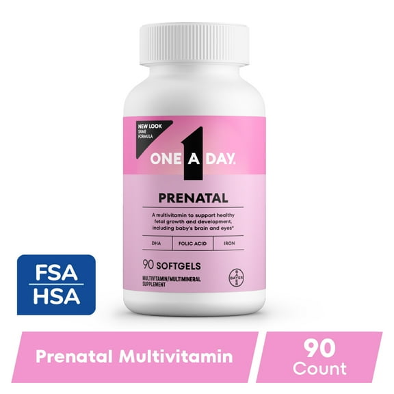 One A Day Prenatal Vitamins, Folic Acid, Iron, Omega 3 (DHA), 90 Count