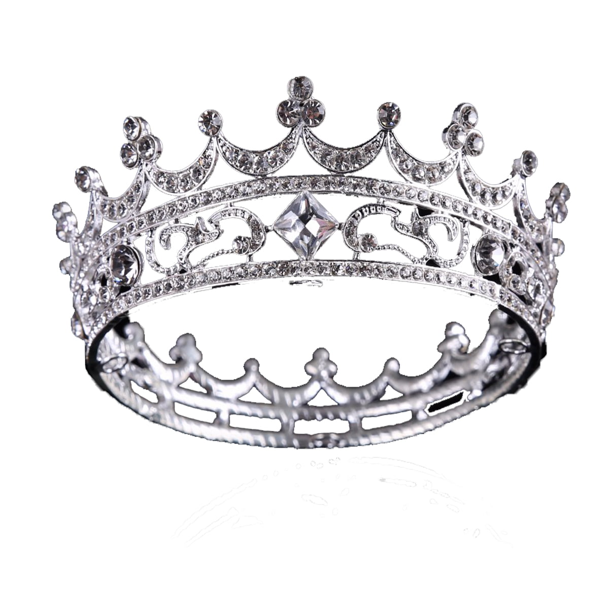 Large 7" Full Round Crown Beauty Pageant Tiara Crystal Headband Wedding Prom New 