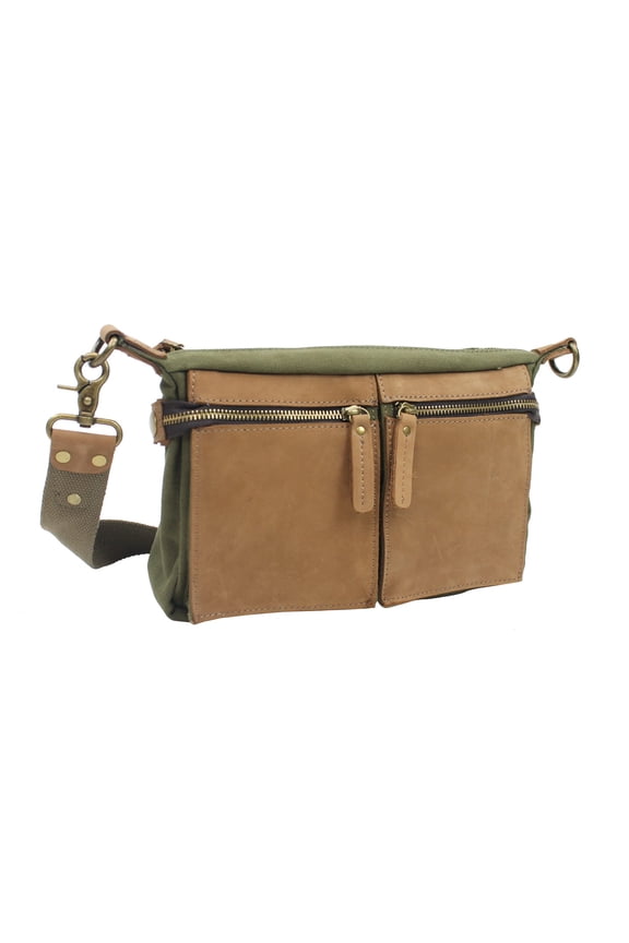 Cotton Canvas Casual Style Messenger Bag CM07.GRN