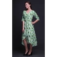 thumbnail image 3 of Bimba Coton Vert Zamioculcas Feuilles Femmes Asymétrique Poche Robe Droite Été Fête Mi-Longue-Petit, 3 of 4