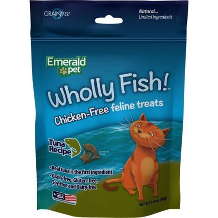 UPC: 0856916006427 | Emerald Pet Products 00642-CFT 3 oz Wholly Fish Chicken-Free Cat Treats – Tuna  Pack of 12