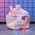 thumbnail image 2 of yboeqw Toddler Girls Hook and Loop Light‑Up Sneakers Butterfly Sequin Decor LED Flashing Heart Sole Lightweight Non‑Slip Casual Athletic Shoes for Little Girls, 2 of 8