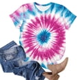 thumbnail image 4 of Mifsaly Tie-Dye Cotton T-Shirt for Women Short Sleeve Crew Neck Casual Summer Tops Colorful Print Lightweight Breathable Casual Blouse M, 4 of 6