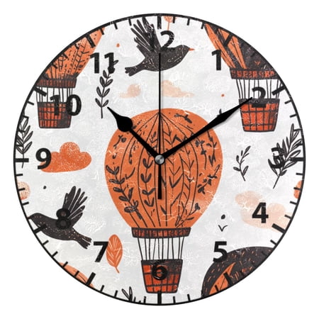 Air Balloon Wall Clock Modern Small Clock Black Hands for Office, Home, Bedroom,School 9.84in