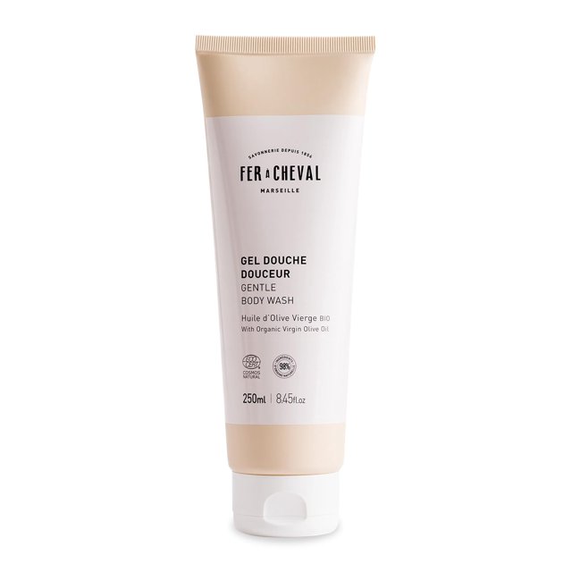 Fer Cheval Jabón Corporal Suave 250ml/8.45 fl oz - Hipoalergénico COSMOS NAT Envase ecológico adecuado para todo tipo de piel