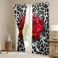 thumbnail image 3 of Castle Fairy Flower Red Rose Blackout Curtains Set of 2 (52x84 Each) for Female Men Adults,Chic Floral Blossoms Window Curtains,Abstract Leopard Print Curtains and Drapes,Breathable Home Decor, 3 of 6