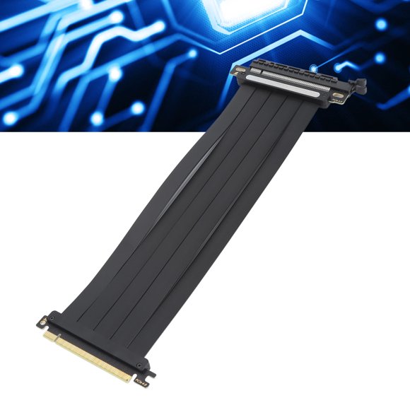PCIE 4.0 X16 Extender Riser Cable, High Speed Flexible PCIE 4.0 X16 Cable, Female 180 Degree Angle PCIE GPU Graphic Card Extension Cable Vertical Mount for Gaming