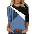 thumbnail image 1 of Pompotops Mode Femmes Manches Courtes Rétro Col Rond Imprimé Tops en Vrac Blouse Manches Trois Quarts, 1 of 5