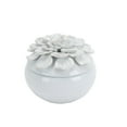 thumbnail image 1 of Sagebrook Home Ceramic Covered 7" Jar W/ Petal Trim, White, 1 of 1