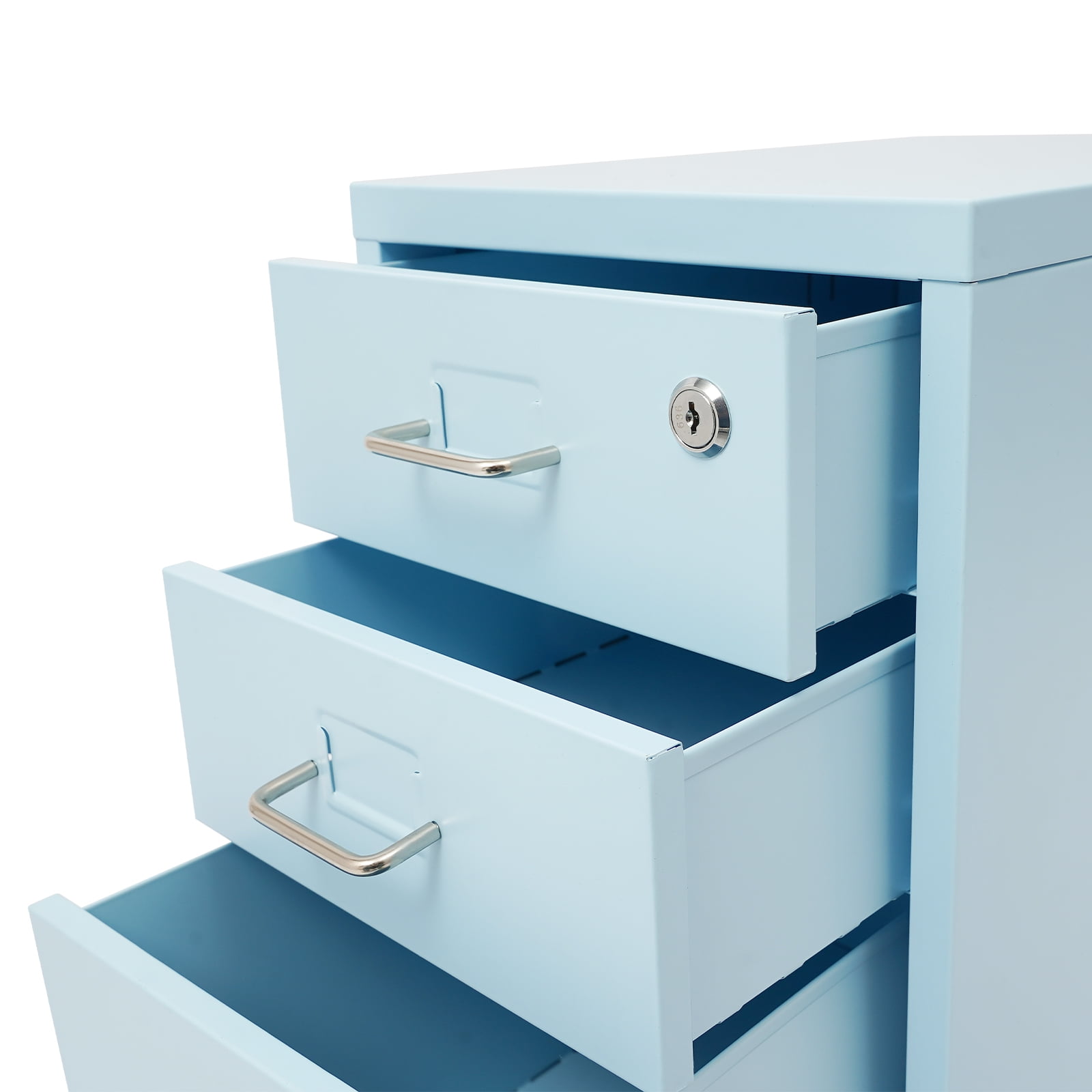 3 Drawer File Cabinet with Lock, Rolling Metal Filing Cabinet for Home and Office, 3 Drawer Storage Dresser with Wheels