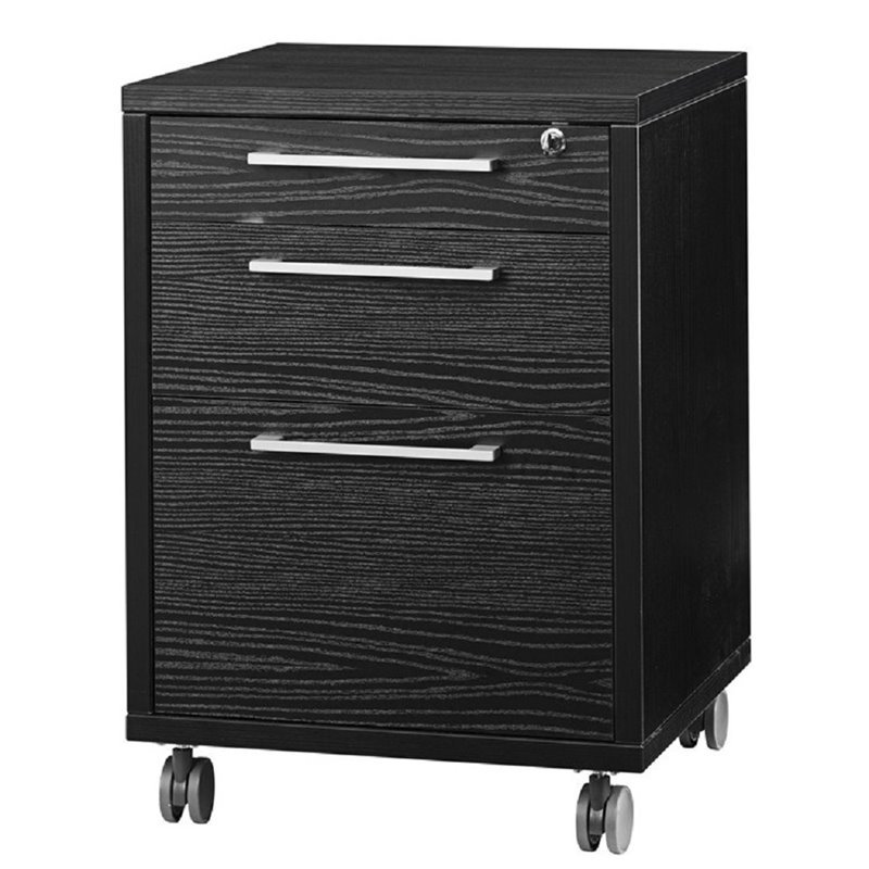 Pemberly Row 3 Drawer Wood Mobile Filing in Black
