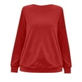 thumbnail image 7 of Crewneck Fall Sweatshirts for Women Trendy Plain Long Sleeve Shirts Pullover Tops with Pockets, 7 of 7