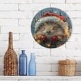 thumbnail image 3 of Cute Hedgehog Celebrate Christmas Lights Round Wall Clock Silent Analog Battery Operated Gold Pointer Home Decor 9.84" Diameter, 3 of 11