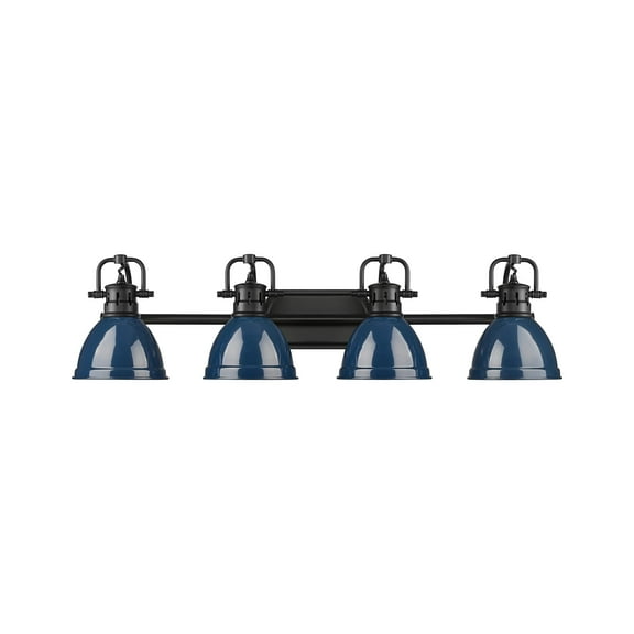 Yep by Golden Lighting Duncan 4-light Vanity in Matte Black and Navy Blue shade