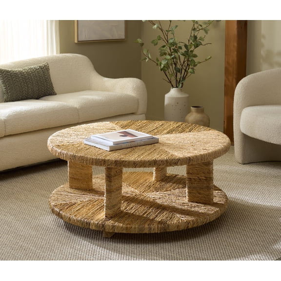 Safavieh Couture Rolando Abaca Round Coffee Table, Natural