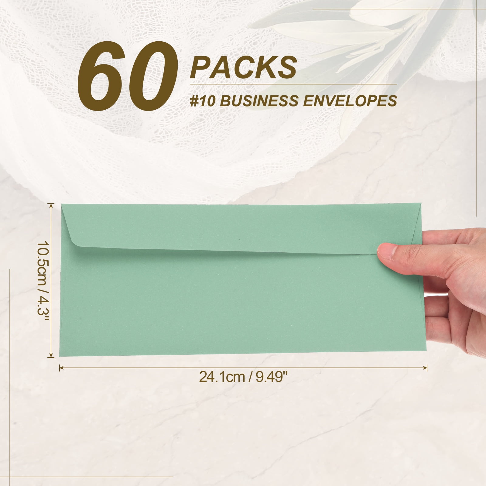 Uxcell 60 Pack Grass Green #10 Business Envelopes, Colored Self Seal Letter Size
