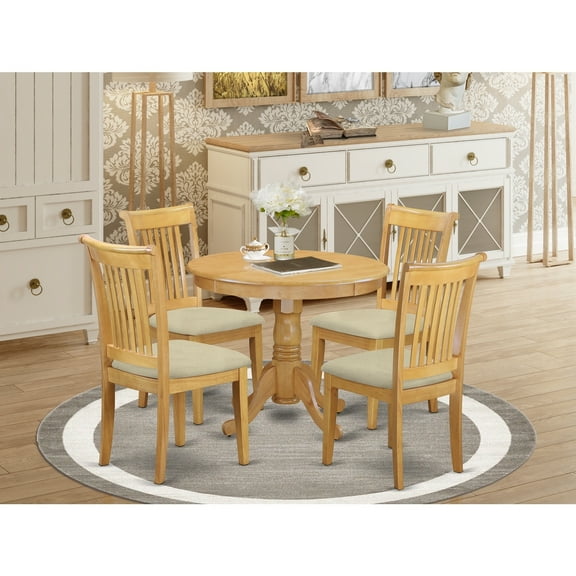 Kitchen Table Set 5 Piece Dining Set Oak Round Table & Chairs