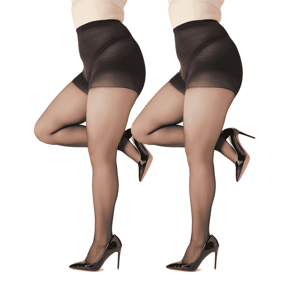 G&Y Plus Size Tights for Women, 20D/40D/60D/80D/100D Sheer to Opaque Pantyhose, Black 2XL