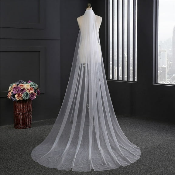 HONITANO 1Pcs Cathedral Veil Bridal White Polyester Single Layer Cathedral Wedding