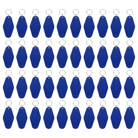 Uxcell 40Pcs Hotel Keychains Blank, Vintage Plastic Rhombus Motel Keychains Hotel Key Tags Key Rings, Blue
