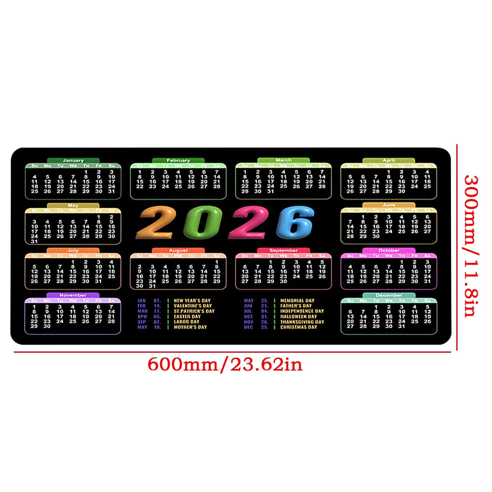 Mouse Pad With 2026 Calendar Colorful Cool Mouse Mat With Stitched 34479a81 A560 40e0 A698 
