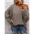 thumbnail image 2 of Sherrylily Womens V Neck Oversized Pullover Tops Long Sleeve Knit Loose Sweater, 2 of 3